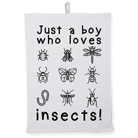 Hippowarehouse just a boy who loves bugs Tea Towel Eco Printed Dish Cloth Kitchen accessory 50cmx70cm 100% Cotton