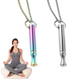 Watlikeup 2PCS Anxiety Necklace Breathing,Mindful Breathing Necklace,Black and Silver Breathing Necklace,Anxiety Necklace Necklace for Anxiety Relief,Anxiety Breathing Necklace,Meditation,Anxiety Gift Breathing