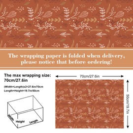 Whaline 12 Sheet Boho Fall Wrapping Paper 6 Style Maple leaf Stripes Pattern Packaging Paper Folded Flat DIY Art Craft Paper for Autumn Holiday Birthday Wedding Baby Shower, 19.7 x 27.6 Inch