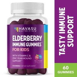 Havasu Nutrition Elderberry Gummies for Kids with Vitamin C for Immune Support, 60 gummies