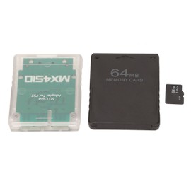 Memory Card Reader Stable Replacement Memory Card Adapter with 64G Memory Card and FMCB 64MB Game Card for PS2 Slim