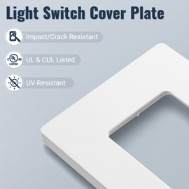 White Matte Screwless Wall Plate Cover 10 Pack - 1-Gang Light Switch Cover Plate & Outlet Covers Wall Plate, Hidden Screw Design, Standard Size (Impact/Crack Resistant, Durable Switch Plate Covers)