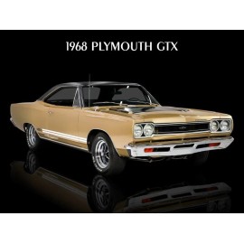 1968 Plymouth GTX in Gold w. Black Vinyl Roof Metal Sign: 9x12" & Ships Free