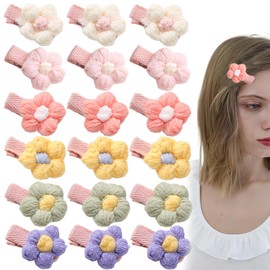 18 PCS Plush Flower Hairclips Non Slip Hair Clips Baby Girl Hairclip Small Cute Plush Hair Accessories For Girls Women