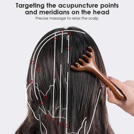 천연 황금 백단 다섯 발톱 두피 마사지 Gua Sha 도구 뒤로 Scratcher 스파 핸드 헬드 자오선 빗 헤어 케어 Natural Golden Bakdan Five Claws Scalp Massage Gua Sha Tool Back Scratcher Spa Hand Held Zhaoxian Comb Hair Care [01 MZ-7QAM-B]