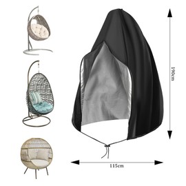 OMJMYY Hanging Chair Cover 210D Protective Cover for Hanging Chair 190 x 115 cm Cover for Floating Chair Outdoor Hanging Chair Protective Cover with Zip Drawstring Waterproof Windproof UV-Resistant