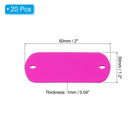 PATIKIL 20pcs Metal Stamping Blanks, Rectangle Stamping Tags Blanks Aluminum Plate DIY Name Tags 5x3cm Metal Engraving Blanks for Laser Engraving Stamping Craft Dog ID Tags, Hot Pink