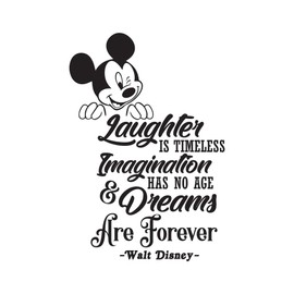 Laughter is Timeless Dreams are Forever Endless Laughter Dreams Imagination Wall Art Sticker Designs Vinyl Stickers for Home House Walls Rooms Windows Bedroom Decoration Size (28x28 inch)