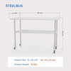 STEELBUS Stainless Steel Work Table with Undershelf and Casters,Flat Top
