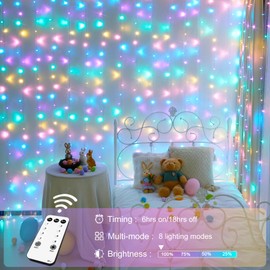 JMEXSUSS 300LED Easter Decorations Curtain Lights with Remote, 9.8x9.8ft Easter Sting Lights Plug in, Easter Window Hanging Lights for Bedroom Wall Party Backdrop Indoor Outdoor Easter Decor