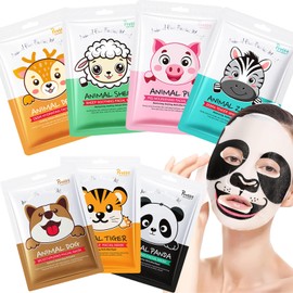 7 Sheet Face Masks, Face Masks Skincare, Face Mask Set Anti Wrinkle & Anti Age, Facial Masks Reduces Dullness & Fine Lines, Moisturizing Face Mask with Animal Patterns for Women