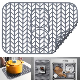 JIUBAR Sink Protectors for Kitchen Sink 12" 13" 16" 18" 19" 24" 26" 28" 29" 30" Silicone Sink mat| Silicone Kitchen Sink Mat Grid for Bottom of Farmhouse Stainless Steel(19"x13"Gray)