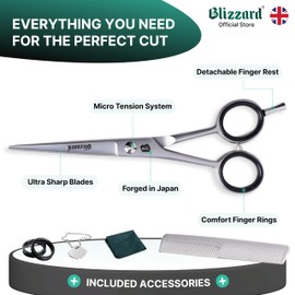 Blizzard Professional Hairdressing Scissors - Japanese 420 Steel Micro-Serrated Hair Scissors for Men & Women - 16cm Razor Sharp Hair Cutting Scissors for Barbers & Salon Use - Barber Set with Comb