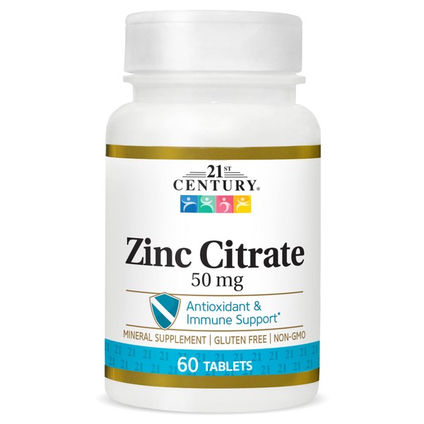 21st Century HealthCare Zinc Citrate Tablets 50mg, 60 Count