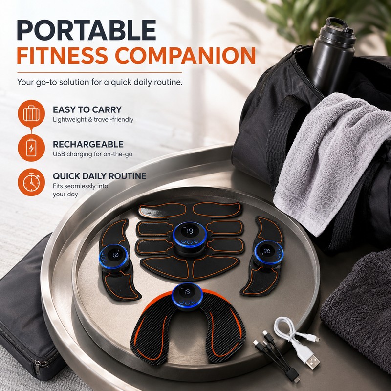 EMS Muscle Stimulator for Home Fitness – Portable Ab, Arm,