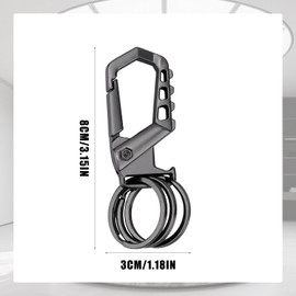 lasuroa Heavy Duty Keychain, Versatile Carabiner Keychain Clip with Bottle Opener and 3 Key Rings Stylish Zinc Alloy Metal Car & Home Keys Holder for Men & Women (Gun Black)