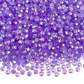 LIMAOLLY 6000 Pieces 4mm Flatback Resin Rhinestone AB Jelly Color Glitter Round Non Hotfix Rhinestone for Makeup Nail Art Shoes Clothes Mugs Scrapbooking Craft Decoreation (Light Purple AB)