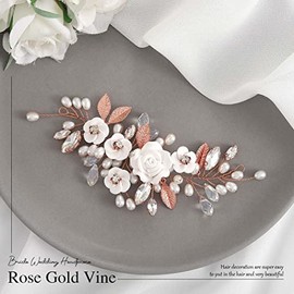 GORAIS Enredadera Para El Cabello Con Flores Para Bodas, Tocados De Perlas Para Novias, Accesorios Para El Cabello De Cristal Para Novias Y Mujeres