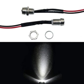 Lumonic 5 x Super Bright Screw LEDs with Resistor for 5 V Applications - High Power LEDs with Connection Cable for DIY Soldering in Colour Cold White 6000 K - Diameter: 5 mm