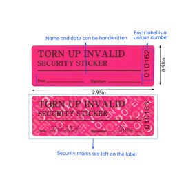 RLSYM 100Pcs Tamper Evident Security Labels 1x3 inch Red No Transfer No Damage to Protected Item Tamper Proof Stickers Safety Torn up Invalid Seals Tape (Red)