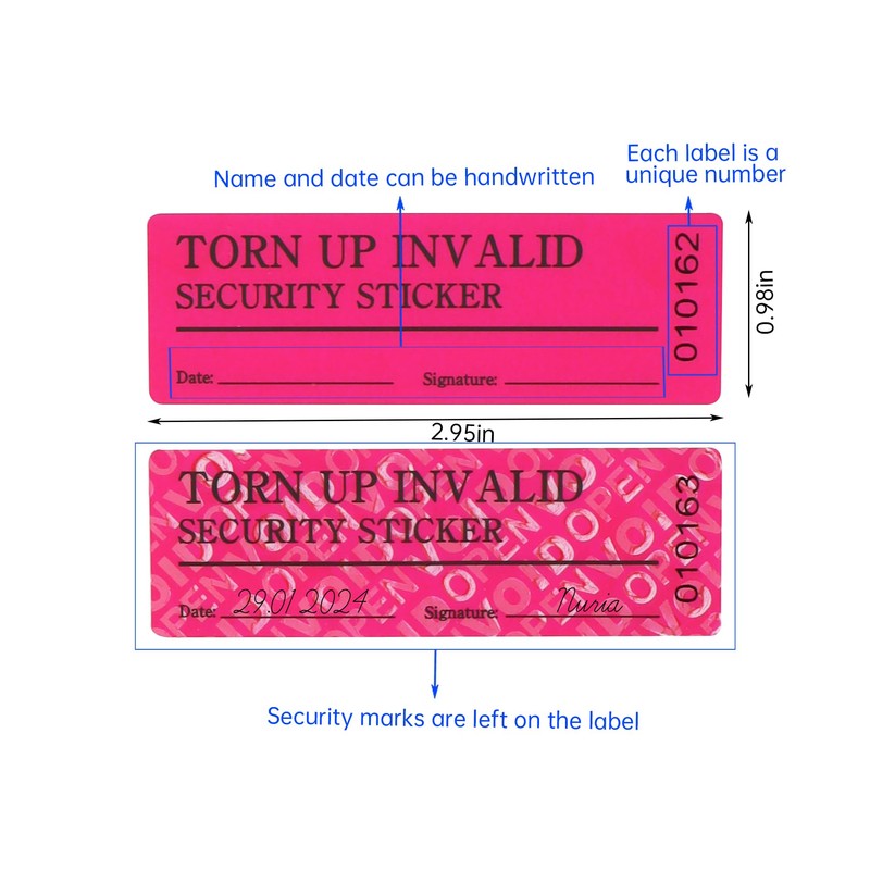 RLSYM 100Pcs Tamper Evident Security Labels 1x3 inch Red No