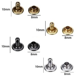 200 Pcs Leather Rivets, Gold Metal Double Cap Rivets Snaps Studs for Clothes Shoes Handbag Belts Crafting Repairs, 8mm x 10mm