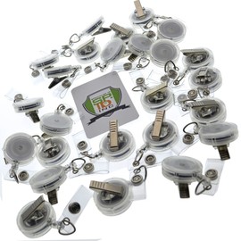 25 Pack - Clear Translucent Retractable ID Badge Reels with Alligator Swivel Clip by Specialist ID (Clear)