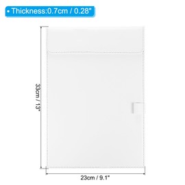 PATIKIL 13"x9.1" A4 PU Leather Clipboard, Business Padfolio Organizer Binder Resume Legal Document Folder Holder Writing Pad for Office, White