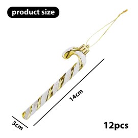 GisWell Pack of 12 Christmas Candy Cane Decorative Candy Canes Tree Decorations for Christmas, Christmas Tree Decoration Candy Canes for Festive Decoration, Party and Home Decoration (Gold and White)