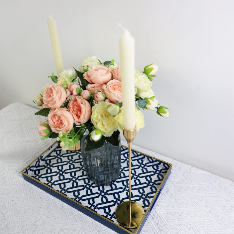 Spsyrine White Serving Tray, Plastic Marbling Tray for Coffee Table,