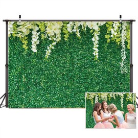 AIIKES 7X5FT Greenery Backdrop with Flowers Green Leaf White Flower Photo Backdrops Bridal Shower Backdrop for Wedding Backdrops Reception Ceremony Birthday Party Decoration 12-063