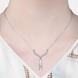 S925 Italian Horn Pepper Necklace Lucky Hand Protection Amulet Jewelry Mano Cornuto Cornicello Hand for Men Women Punk Hippie Rock Y Necklace Sterling Silver Charm