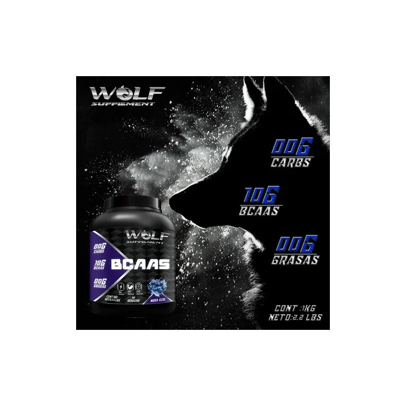 Aminoácidos Bcaas Wolf 1kg Polvo Pre Entreno 100 Serv