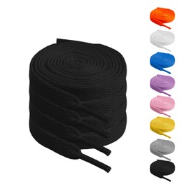 Amrnish 2 Pairs Of Elastic Shoe Laces, 8 colors and 6 sizes Versatile Shoes Strings For Sneakers, Sturdy And Durable Thick Shoe Laces (Black, 54"(137cm))