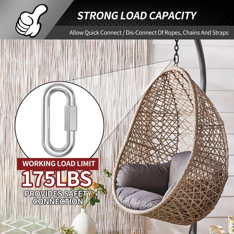 15 Pack Heavy-Duty Chain Hooks Quick Links - 304 Stainless