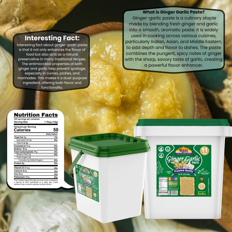 Rani Ginger Garlic Cooking Paste 176oz (11lbs) 5kg Bulk ~