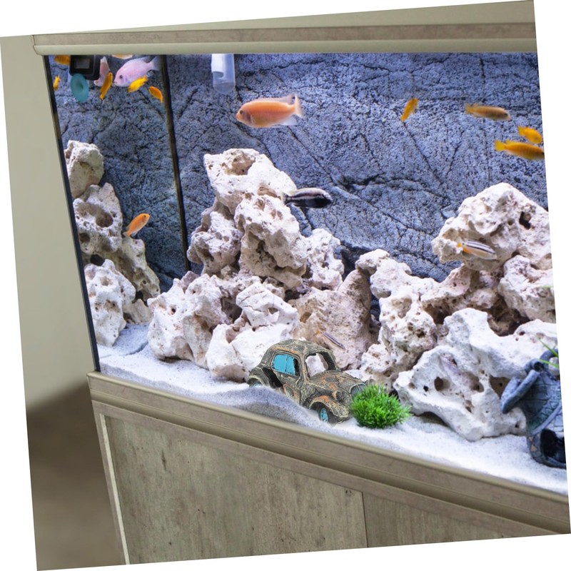 SUPVOX Aquarium Car Wreck Decoration Creative Resin Fish Tank Ornament