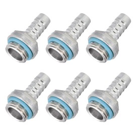 sourcing map Hose Barb Fittings G1/4 x 8mm Thread Male Aluminum Pipe Fitting Adapter for Water Cooling System Pack of 6