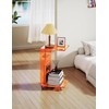Clear Acrylic Side Table on Lockable Wheels, C Shaped End
