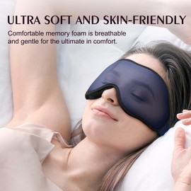 Sleep Masks for Women Men - Blackout Eye Cover for Lash Extension, 3D Contoured Sleep Mask for Side Sleeper, Soft Memory Foam, Sleep Masks for Travel, Airplane, Night(Cloud Black, Cloud Blue)