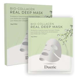 dueric Bio-Collagen Real Deep Mask, Anti-Wrinkle Lifting Overnight Hydrating Face Masks, Pore Minimizing, Restores Skin Elasticity & Firmness, Korean Skin Care 34g x4ea