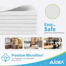 AIDEA Microfiber Cleaning Cloths-50PK, Soft Microfiber Towel, Absorbent Cleaning Supplies, Lint-Free Streak-Free Cleaning Cloths for House, Kitchen, Window(12in.x12in.)