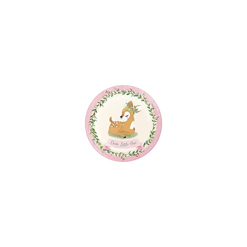 Little Deer First Birthday Paper Plates, 8 ct