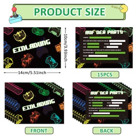 NHYDZSZ Pack of 15 A6 Invitation Cards for Children's Birthday, Boy Invitation Card for Party Game Birthday Invitation Card School Party for Boys Teenagers Girls, Invitation for Game Themes
