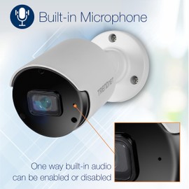 TRENDnet Indoor Outdoor 5MP H.265 PoE Bullet Network Camera, IP66 Rated Housing, IR Night Vision up to 30m (98 ft.), Security Surveillance Camera, microSD Card Slot (up to 256GB), White, TV-IP1514PI