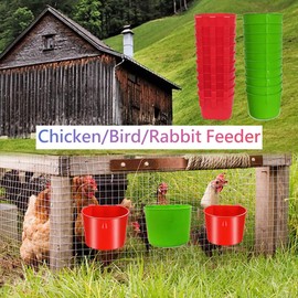 20Pcs Cage Cup Bird Cage Feeder Chicken Feeding Bowl Chicken Water Cups Hanging for Cage Chicken feeders Water Cups Hanging for Treats Grit Gamefowl Parrot Parakeet Poultry(Red+Green)