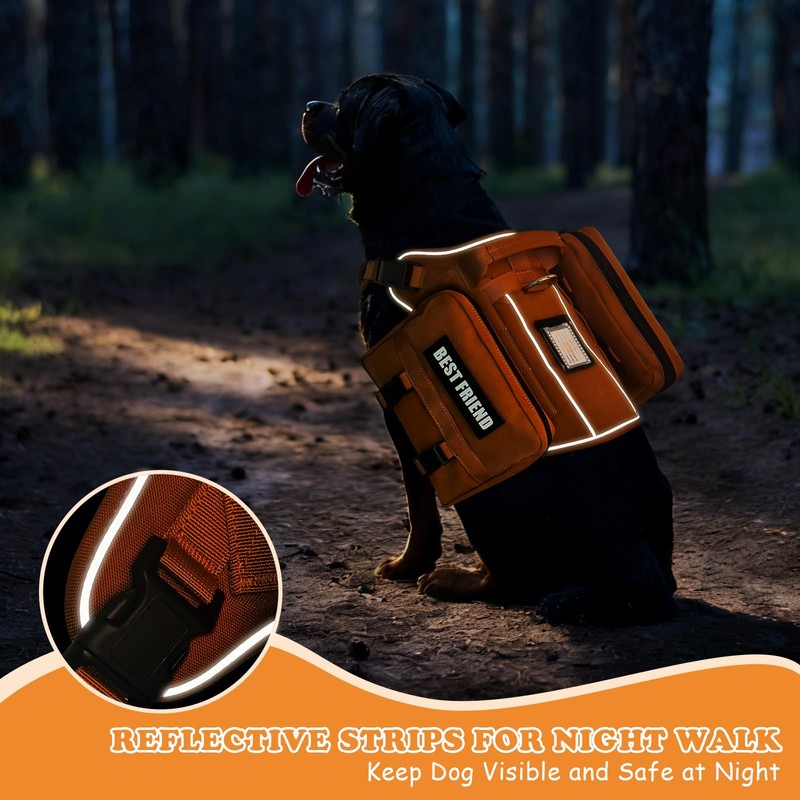 MOOGROU Dog Backpack Harness and Leash Set for Large Dogs