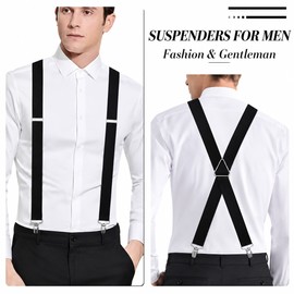 Heavy Duty X-Back Suspenders for Men – Adjustable Elastic Straps with 4 Metal Hooks for Jeans, Work Pants and Everyday Wear