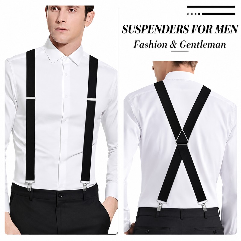 Heavy Duty X-Back Suspenders for Men – Adjustable Elastic Straps