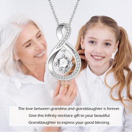 JETBON Granddaughter Gifts from Grandma - Granddaughter Necklace, 925 Sterling Silver Infinity Rose Necklaces for Granddaughter Girls Christmas Jewellery, Birthday Gift, Graduation Gift